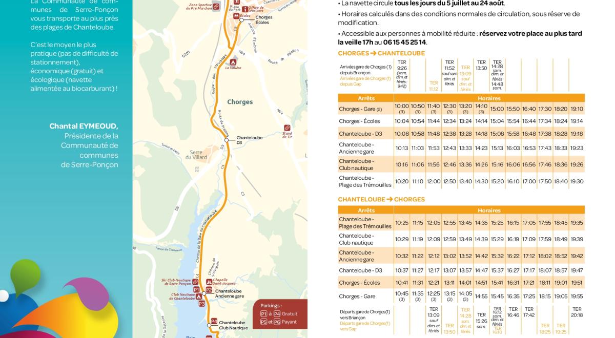 Plage des Trémouilles - Chanteloube_ Horaires navette Chorges - Plage des Trémouilles - Chanteloube_ Horaires navette Chorges