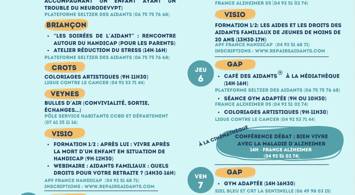 événements à venir Démarche soutenue par pour les proches aidants