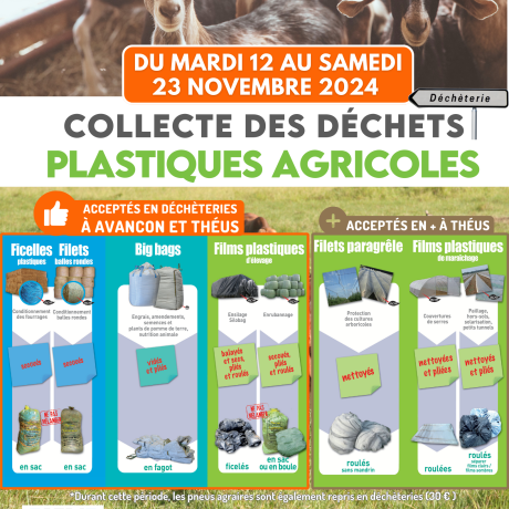 Collecte des déchets plastiques agricoles DU 12 NOVEMBRE AU 23 NOVEMBRE 2024