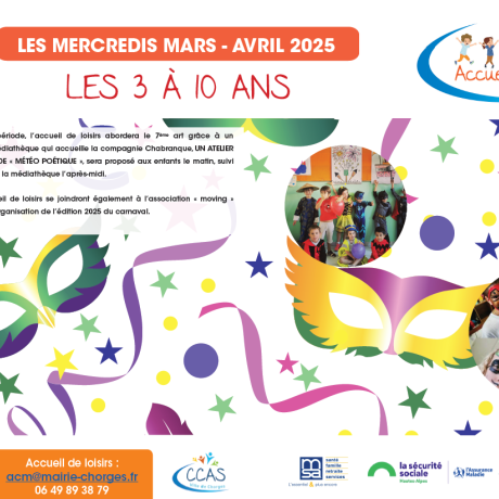 NOUVEAU programme des mercredis du mois de MARS AVRIL 2025
