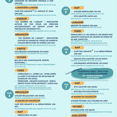événements à venir Démarche soutenue par pour les proches aidants