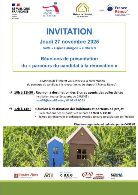 Invitation réunion de présentation du &quot;parcours du candidat à la rénovation&quot;