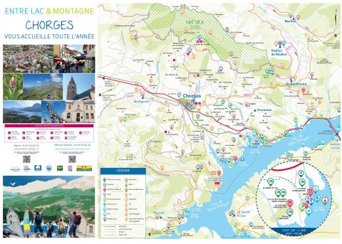 Plan de Chorges avec hameaux et villes avoisinantes jusqu'à Savines